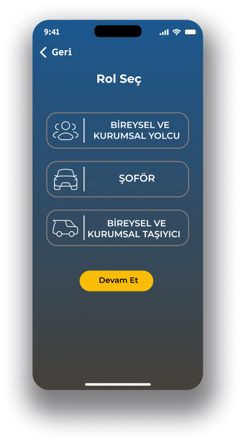 Transyol uygulaması ekran görüntüsü